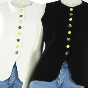 Gilet Zandloper By Jeanny – getailleerd damesgilet met goudkleurige knopen