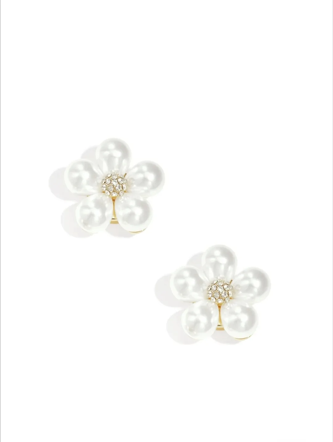 Manchetknopen Bloem Offwhite met Strass - Afbeelding 2