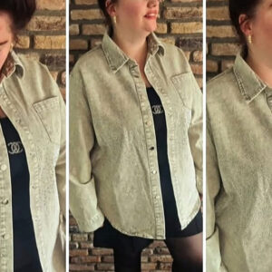 By Jeanny Glitter Denim Jacket/Blouse in light grey. Dit stoere oversized denim item is bezaaid met fonkelende diamantjes die je outfit die extra sparkle geven. Perfect voor iedereen die houdt van een stoere look met een vleugje glamour!