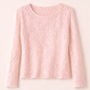 Roze kanten top dames met fijn kant en stretch, ideaal als basislaag onder blazer, vest of trui – By Jeanny
