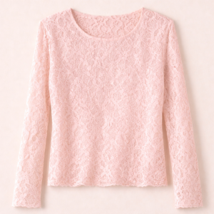 Roze kanten top dames met fijn kant en stretch, ideaal als basislaag onder blazer, vest of trui – By Jeanny