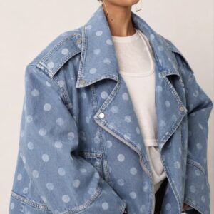 Oversized denim jasje met polka dot print van By Jeanny
